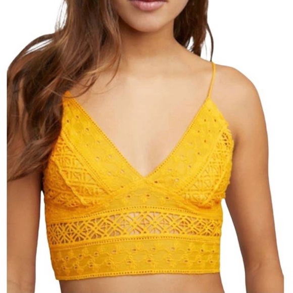 FREE PEOPLE Carina Bralette Eyelet Mango Smocking - Picture 2 of 10